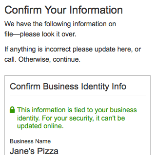 Mobile prototype: Confirm info screen