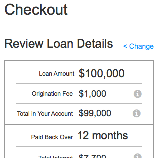 Mobile prototype: Checkout screen